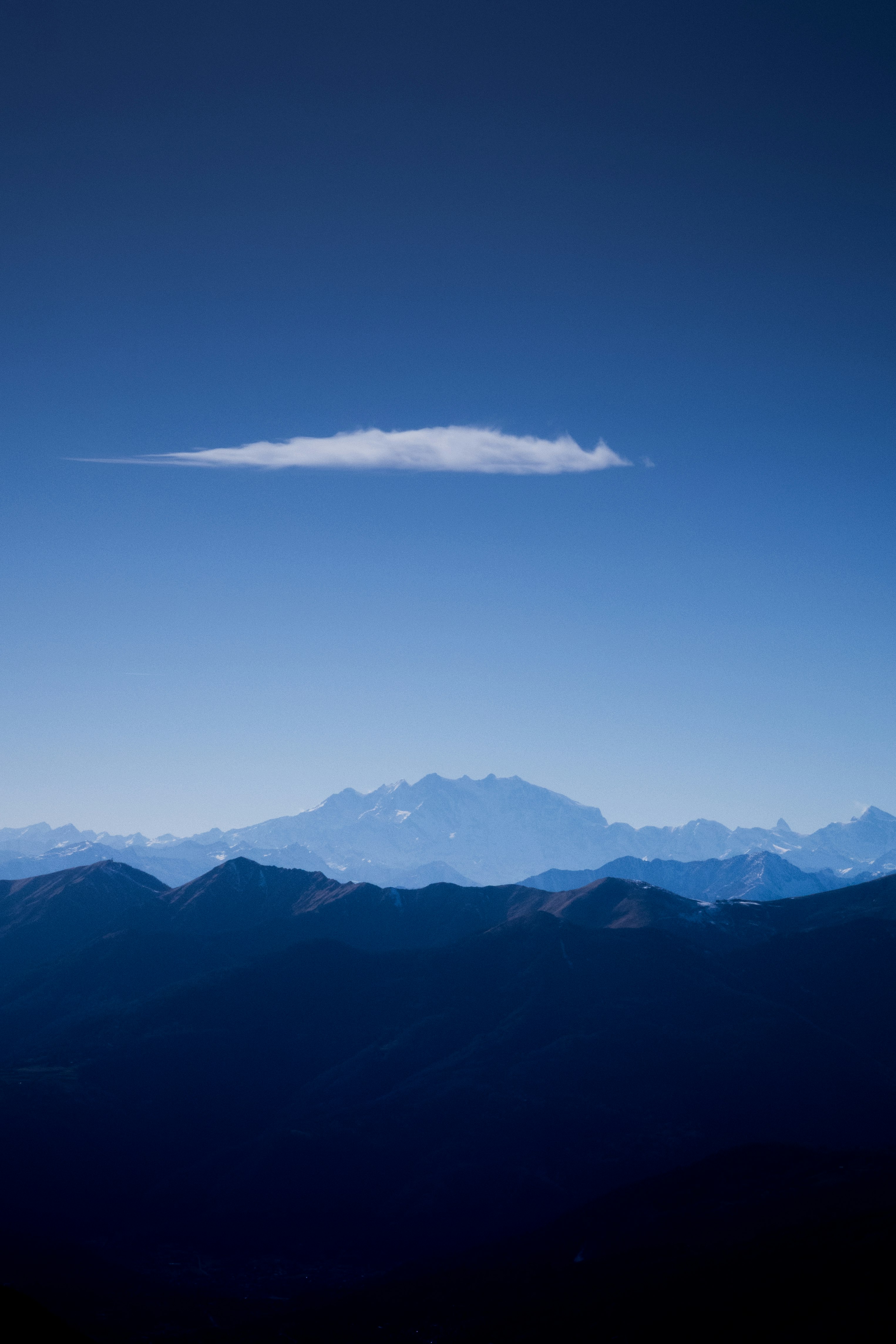 high-angle photography of mountains and clouds